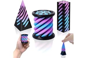 Cuackamily 3 szt. Impossible Cone, 3D Printed Spiral Cone Fidget Toy, Mini Piramida Passthrough Sculpture, dekoracje biurkowe, zabawki z nicią wirową dla dzieci, dorosłych, prezent na Boże Narodzenie