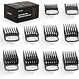 Yinke Clipper Guards Premium Cutting Guides for Wahl Clipper with Metal Clip from 1/16” to 1”/ 1.5mm to 25mm, Fits Most Full Size Wahl Clippers Trimmer (10PCS, Black)