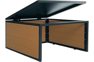 MENDLER Mähroboter-Garage mit Deckel HWC-L45, Dach Unterstand für Rasenmäher, WPC Metall 35x60x70cm - Eiche-Optik