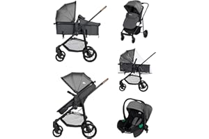 Bebeconfort Haze Trio, Cochecito bebé 3 en 1, 0 - 4 años, Máx. 22 kg, Asiento 2 en 1, Reversible y ligero, Silla de paseo, Silla de coche bebé i-Size, Plegado compacto, Cesta espaciosa, Tinted Stone