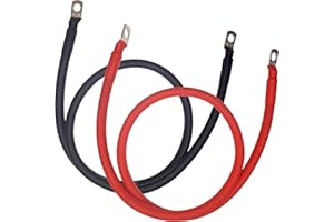 CABLE ASSEMBLY INNOVATIONS 30cm Battery Leads - Pair Red & Black - 35mm² (2 AWG) - 12V, 24V, 48V Systems (Up To 100V) - Flexible & Durable Rubber Cable - Battery/Inverter Cables For Vehicles, RVs, Energy Storage, Generators