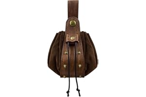 HiiFeuer Bolsita Medieval de Piel sintética con cordón, Monedero portátil de la Edad Media, Remaches Cinturón Bolsa Dados Bolsa para Larp REN Faire