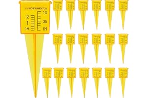 TEFOLA 20 pezzi Pluviometro da Giardino per Monitoraggio delle Precipitazioni, Pluviometro con A Picchetto, Plastica Pluviometro con 2 Unità in Scala cm e pollice, per Utilizzato per Giardini, Orti