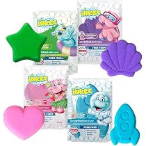INKEE Granulés de Bain Galupy Mermaid Pack de 16 | Sels de Bain crépitants rose, bleu et violet avec huile de jojoba & arôme Milkshake banane, 16 Sachets de 60g