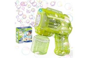 Babuloo Mini Bubble Gun for Kids Baby, Small Bubble Machine 5000+ Bubbles Per Minute with Bubble Solution/Lights, Portable Bubble Blower Outdoor Bubble Toy for Party Wedding Easter, Green