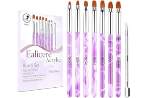 Sikeydels Brush Set 7 Pieces for Nail Art with Cuticle Pusher, UV Gel Brush Set, Precise Professional Painting Salon Tool, Perfect for Gel & Acrylic Nails Nail Art