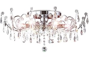 ‎LEWIMA Stras Kristall Deckenlampe, Deckenleuchte Lüster Kronleuchter, Wohnzimmer Kristallleuchte Wohnzimmer Lampe klassisch, XL 60cm 6xE14 Fassungen