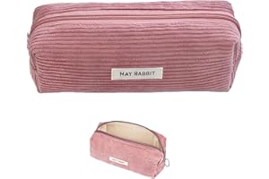 iCovalescent Trousse à Crayons, Trousse en Velours Côtelé, pour Garçons et Filles, Esthétique Ado, Articles pour l'École, et Bureau (Rose)