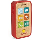 Janod - Téléphone Enfant Sonore en Bois - Jouet d'Imitation - dès 18 Mois, J05334