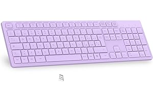 LeadsaiL Tastiera Wireless, Wireless Keyboard Full Size, Italiano QWERTY Layout Ergonomico USB 2.4Ghz con Tastierino Numerico per PC, Laptop, Mac OS, Macbook Pro/Air, Windows-Viola