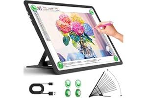 Zocelight Rechargeable A3 Light Board with Built-in Stand,Super Bright Magnetic Light Box for Tracing,Wireless Light Pad for Diamond Painting,Side Buttons,5000mAH Battery,LED Light Table for Drawing