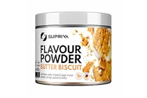 SUPRIVA Flavour Powder–Butter Biscuit, Only 4 kcal/Serving, Sugar-Free Sweetener, High in Fibre, Delicious Flavour, Craving Control, Supports Weight Management, For Food, Drinks & Baking, 66Servings