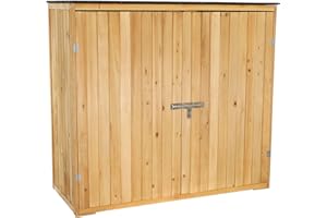 Wiltec Gartenhaus mit Doppeltür in Naturfarbe Holz 136 x 58 x 127 cm Gerätehaus für den Garten Geräteschuppen Gartenschrank Geräteschrank