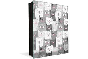 Concept Crystal Pizarra Magnética con Armario para Llaves K02 Gatos Graciosos