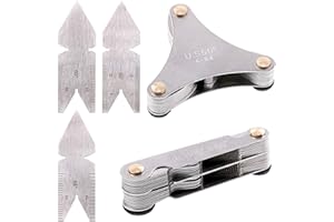 Glarks 5Pcs Stainless Steel Screw Thread Pitch Cutting Gauge Tool Set, 51Pcs America SAE Type + 52Pcs Metric & America SAE Type & British Whitworth + 3Pcs Center Gage, Packed in Plastic Box