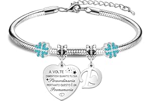 HEYEJET A Volte Dimentichi Quanto Tu Sia Straordinaria Regali per Donne Ragazze Braccialetto Pendente d'Argento con 26 Lettere, Idee Regalo per Compleanno Festa della Mamma Natale Regali di Amicizia