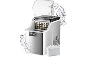 CREWORKS Machine à Glaçons 22kg/24H Ice Maker, 24 Glaçons en 11-20 Minutes Réservoir d’Eau 3,2L Fonction Auto-Nettoyage, avec Pelle et Panier à Glaçons, Portable pour Maison Bureau Bar Restaurant
