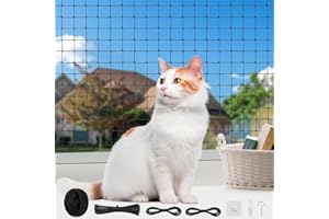 selizo Cat Net for Balcony, 2 x 3 m Cat Net Wire Reinforced is Robust, Cat Net for Balcony Drilling Bite Resistant Balcony Nets for Cats for Securing Balconies, Patios, Windows, Roof Hatches, Doors
