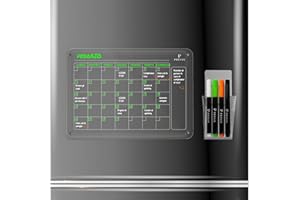 Previs Brand Calendario Magnetico Acrilico Trasparente Frigo Cancellabile A4 (21X29,7CM) con 4 Pennarelli Premium - Lavagna Magnetica Frigo Trasparente - Acrylic Dry Erase Board