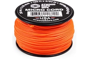 Atwood Rope MFG Micro Utility Cord 1.18mm X 125ft Reusable Spool | Tactical Nylon/Polyester Fishing Gear, Jewelry Making, Camping Accessories (Neon Orange)