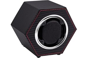 Mcbazel Automatic Watch Winder,PU Leather Winder Box Single for 1 Watch Display Storage Wristwatch with Quiet Motor Auto Turner USB C Powered-Carbon Fiber