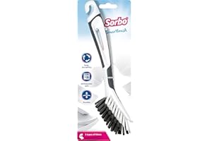 Sorbo Smart Brush, Dish Brush, Washing up brush with Non-Slip Soft-Grip Handle, Durable, Long Lasting, Heat Resistant and Dishwasher Safe,Grey,6 x 10 x 26 cm