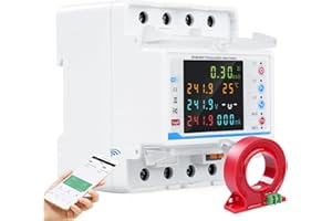 DEWINLVD Wifi misuratore di consumo elettrico trifase 100A 380V AC intelligente contatore elettrico bidirezionale con controllo tempo/sottotensione/sovracorrente protezione con trasformatore di corrente.