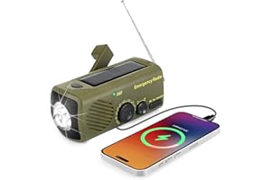 URPRO Emergency Solar Radio, Portable Hand Crank Radio with AM/FM, 3000 mAh Rechargeable Power Bank, SOS Alarm, LED Torch Dynamo Radio, USB Mobile Phone Charger for Outdoor Camping and Hiking