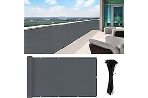HENG FENG Balcony Screen Privacy Protection 75X300cm HDPE 185 g/m² UV Protection Wind Resistant for Garden Patio with Cable Ties Anthracite
