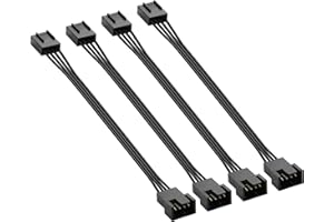 GINTOOYUN 4 Pcs 4-Pin PWM Chassis Fan Cable PC Cooling 4-Pin Female to 4-Pin Male Fan Power Extension Cable for Chassis Fans,CPU Fans etc(10.2Inch) (1 to 1)