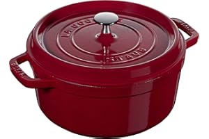 STAUB Cocotte en Fonte Émaillée avec Couvercle, Tous feux dont induction, 4 personnes, Ronde, 24 cm, 3,80 L, 5 kg, Bordeaux