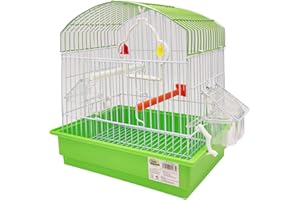BPS BUENA PET SHOP BPS Cage à Oiseaux Métal Petite Cage avec Bol à Nourriture et Abreuvoir Balançoire à Seau Couleur Aléatoire 27.5x19.5x30cm BPS-1163