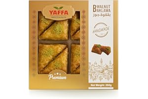 Yaffa Traditional Middle Eastern Walnut Baklawa | Assorted Baklawa Gift Box with Walnut & Mixed Nuts | Handmade Pastry, Halal & Vegetarian Sweets for Eid, Ramadan, Christmas & Gifting 350g