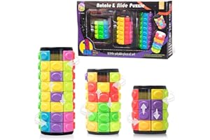 R.Y.TOYS Rotate and Slide Puzzle-Design Patent,Fidget Toys(Restore/Create) 8 Colors,4, 6 and 8 Layers-Detach Piece for Quick Play,Brain Teaser,Sensory Toys