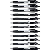 Amazon Basics Penne a scatto con inchiostro gel nero, punta fine, confezione da 12, Black
