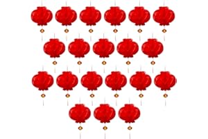 20 Pieces 10 Inches Chinese Red Lanterns Decorations for Spring Festival, UNIIDECO Lunar New Year Wedding Mid Autumn Festival Decorations