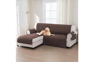 BellaHills 100% Impermeabile Copridivano 2 Posti Con Penisola a Sinistra - Copridivano Impermeabile - Copridivano Angolare - Antigraffio Copridivano, Seduta 205cm, Marrone