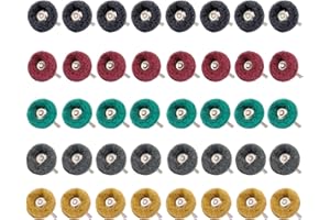 BRESUCNY 40 Piezas Rueda Abrasiva Pulidora, Discos de Pulido Grano 80 120 150 240 400 600 para Herramientas Rotativas de Accesorios Dremel(38 mm)