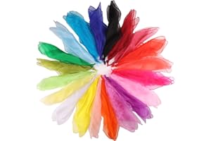 winbest 20 Stück Jongliertücher 60 x 60 cm Chiffontücher 20 Farbe Bunte Tücher Baby Seidentücher Baby für Tanz Kinder Sensorisches Jonglieren Dekoration