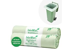bioMat Sacchi compostabili per rifiuti da 120/140l (20 pezzi. Sacchi per rifiuti)