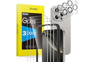 SPARIN Panzer Schutz Glas für iPhone 16 Pro, 3+3 Stück Schutzfolie und Kameraschutz mit Rahmen-Installationshilfe,9H Härte, Anti-Kratzen, Anti-Öl, Anti-Bläschen,HD-Klar