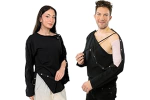 Inspired Comforts Men's Dialysis Surgery Long Sleeve Shirt with Fasteners on Shoulders and Arms