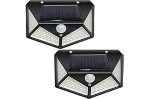 EXTRASTAR Lampe Solaire Extérieur 100 LED, Détecteur de Mouvement, Lumière Solaire Etanche éclairage Solaire, IP44 Lampe de Sécurité sans Fil lampe mural pour Jardin, Lot de 2