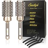 Sndyi 2 Pcs Spazzola per Capelli Rotonda, Spazzola di Setola di Cinghiale, Spazzola Rotonda in Ceramica Termica Nano per Asci