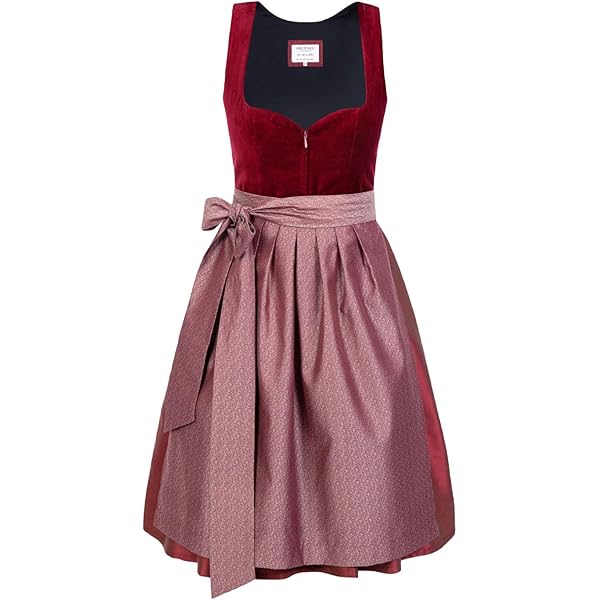 Stockerpoint Dirndl Aurora Bordeaux Per Donna - Vestito Tradizionale Bavarese In Velluto Con Grembiule