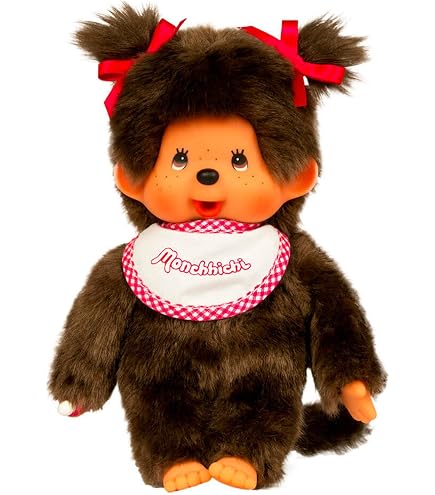 Sekiguchi 242047 – Original Monchhichi Bavarese Girl Peluche con abito tradizionale e treccia con fiocco, ca. 20 cm peluche marrone