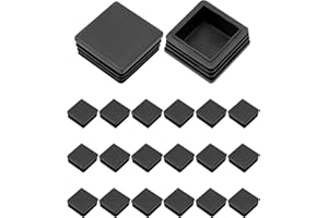 QWORK® - Tapones rectangulares de plástico para tuberías, Patas de Silla, 20 Piezas, 40 x 40 mm, Color Negro