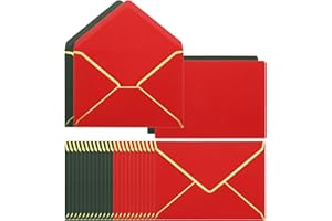 PATIKIL 100 Pack A7 Christmas Envelopes with Gold Border Envelopes for A7 Cards V Flap Envelopes for Office Wedding Gift Cards, Invitations, Photos, Graduation (Red and Dark Green)