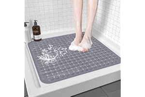 Auauraintt Antypoślizgowa mata prysznicowa, 80 x 80 cm, nie zawiera BPA, antypoślizgowa mata łazienkowa z przyssawkami, nadaje się do prania w pralce, antybakteryjna, odporna na pleśń