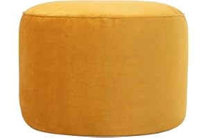 icon Milano Velvet Bean Bag Pouffe, Ochre Yellow, Large Pouffe Footstool with Filling Included, Footrest, Bedroom, Living Room, Living Room Furniture